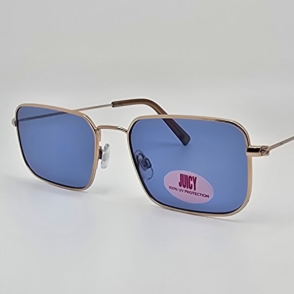 Juicy Couture X71159 Jonnie Shiny Gold Frame Blue Flat Lens Sunglasses 55-18-144 - Picture 1 of 13